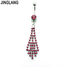 Jinglang moda umbigo anéis 316l aço cirúrgico balançar strass falso barriga corpo piercing jóias 2024 - compre barato