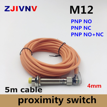 M12 pnp no nc, normamente aberto e fechado, interruptor de proximidade, sensor indutivo, cabo dc 3/4 fios tipo não nivelado