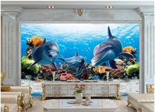 Personalizado foto papel de parede para paredes 3 d mediterrâneo paisagem murais mundo subaquático golfinho fundo tv decoração da sua casa 2024 - compre barato