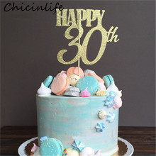 Chicinlife-Decoración de pastel de cumpleaños para adulto, suministros de decoración de cumpleaños para fiesta de aniversario, de oro 30, 40, 50 y 60 años, 1 unidad 2024 - compra barato