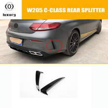 W205 Carbon Fiber Rear Bumper Side Canards Splitter Spoiler for Benz W205 Sedan & Coupe C200 C260 C300 Sports Bumper 2015 UP 2024 - buy cheap