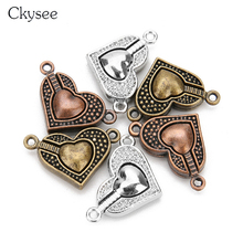 Ckysee 5Pcs/lot 16x25mm Alloy Heart Shape Magnetic Clasps For Leather Cord Bracelets End Caps Connector For Diy Jewelry Findings 2024 - buy cheap