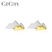 CZCITY Brush Genuine 925 Sterling Silver Stud Earrings for Women Fine Jewelry Party Mountain Boucle D'Oreille Femme Gifts SE0377 2024 - buy cheap