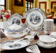 Guci talheres de esmalte jingdezhen 56 peças, conjuntos de louça de porcelana, edimbro, presentes de casamento, decoração doméstica 2024 - compre barato