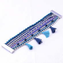 Magnetic wrap bracelet brazilian wrap multilayer strands bracelet with pompom tassel B50797 2024 - buy cheap