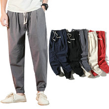 2022 Summer Men Casual Pants Thin Cotton Trousers Elastic Waist Joggers Harem Pants Streetwear 2024 - buy cheap