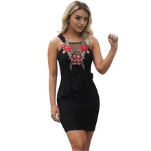 Vestido corto de tirantes con Espalda descubierta, minivestido Sexy con bordado Floral, color negro liso, gran oferta 2024 - compra barato