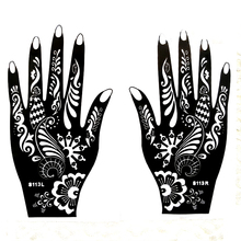 Plantilla grande de Henna para pintar a mano, aerógrafo de flores para apretar, plantillas de tatuajes de Henna indio, ehndi, 21x12cm, 1 unidad 2024 - compra barato