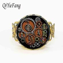 1PCS/lot Reiki Symbols in Steampunk design Ring Glass cabochon Rings leather chain new fashion christmas gift friendship 2024 - buy cheap