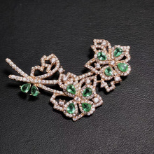 natural green emerald gem brooch natural gemstone Luxury flowers Grape bunches brooch S925 silver women party gift party jewelry 2024 - buy cheap