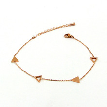 Martick Simple Style Anklets Hollow Out Triangle Rose Gold Color Woman Summer Anklets Stainless Steel Fashion Jewelry Ank4 2024 - buy cheap