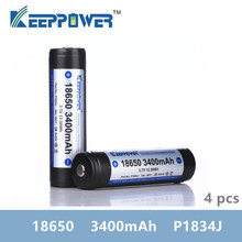 4 pcs KeepPower 3400mAh 18650 protected li-ion rechargeable battery 3.7V P1834J drop shipping  Original batteries 2024 - buy cheap