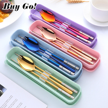 18/8 Stainless Steel Chopsticks 3 IN 1 Fork Spoon Set Portable Dinnerware Set With Box Travel Cutlery Set Kitchen Tableware Set 2024 - buy cheap