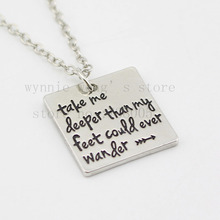 2015 new Hand Stamped"Take me deeper than my feet could ever wander "necklace Christian jewelry baptism gift Hillsong united 2024 - buy cheap