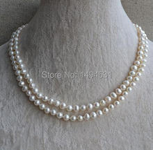 Wholesale Pearl Jewelry - 2 Rows 16-17 Inches 5-6mm White Color Genuine Freshwater Pearl Necklace , Handmade Jewelry. 2024 - buy cheap