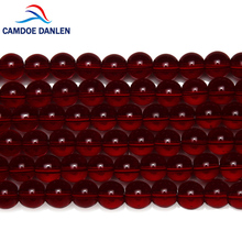 CAMDOE DANLEN Natural Stone Smooth Garnet Crystal Glass Round Loose Beads 6 8 10 12 MM Pick Size Fit Diy Bead For Jewelry Making 2024 - buy cheap