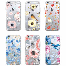 Capa para iphone 11 pro max 7plus 12 8plus x xs max caixa do telefone da borboleta do pássaro bonito flor floral macio claro 2024 - compre barato
