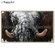 Artist Hand-painted High Quality Modern Impression Elephant Head Oil Painting on Canvas Animal Painting for Living Room Decor 2024 - buy cheap