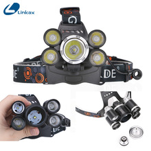 Faro delantero LED impermeable 1 * T6 + 4 * XPE, faro delantero de 4 modos para exteriores, pesca, Camping, senderismo, ciclismo y caza, 2*18650 2024 - compra barato