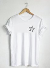 Camiseta estilosa de estrela do mar, camiseta de animais fofos, gráficos, unissex, para mulheres, zoológico, mar, água, concha de sereia 2024 - compre barato