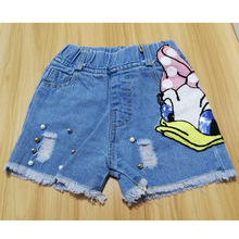 Crianças meninas shorts para menino/meninas verão estilo cowboy calças jeans desenho do pato dos desenhos animados roupas de bebê 2-6y 2024 - compre barato