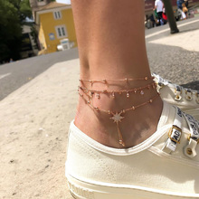 New Hot Jewelry  Anklets Fashion Popular Beach Handmade Women's Multi-layer Round Crystal Anklets Seaside Wholesale 2024 - buy cheap