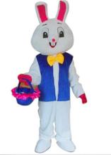 Novo adulto melhor venda azul colete coelho da páscoa traje da mascote traje de natal fantasia vestido de halloween traje da mascote 2024 - compre barato