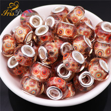 10Pcs Lot Rondelle Murano Spacer Glass Resin Beads Fit Pandora Charms Bracelet Bangle Necklace European Beads for Jewelry Making 2024 - buy cheap
