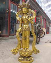 Envío Gratis 38 "gran estatua del budismo del Tíbet bronce dorado Yin Bodhisattva 2024 - compra barato