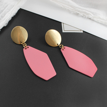 Irregular Geometric Metal Paint Earrings Oval Pink Fashion Earrings Generous Simple Charm Jewelry Female Accessories 2024 - buy cheap