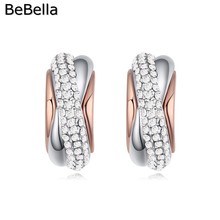 BeBella style trendy round rose gold stud earrings design for woman made with Czech crystal for girls Christmas gift 2024 - buy cheap