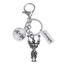 45LBS weight lifting barbell pendant lobster keychain alloy tag carving STRENGTH text charm gym sports and fitness key chain 2024 - buy cheap