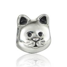 100% Authentic 925-Sterling-Silver Animal Charms Curious Cat Beads Fits Pandora bracelets DIY Jewelry Making 2024 - buy cheap