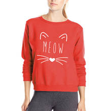 Kawaii Cat Meow Printing Women Sweatshirts Hoodies 2019 New Autumn Winter Kitty Hoodie Women Fleece Slim Fit Cute Brand Clothing 2024 - buy cheap