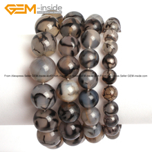Gem-inside 8-14mm 7.5inch Natural Black Crakle Agates Beads DIY Bracelets For Women Gift Trinket Elastic Bangle For Man Jewelry 2024 - buy cheap