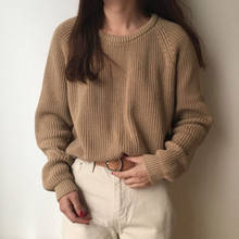 Fashion Ladies Full Sleeve Women Knitting Sweater Solid O-Neck Pullover And Jumper Loose Sweater 2024 - buy cheap