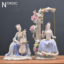 Western Female Home Decor Eurpoe High-Grade Beauty Ceramic Figurines Art Crafts Coffee Bar Porcelain Ornament Wedding Decoration 2024 - buy cheap