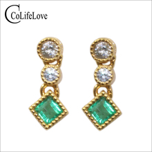 CoLife Jewelry Emerald Silver Drop Earrings for Party 3mm SI Grade Natural Emerald Earrings 925 Sterling Silver Emerald Jewelry 2024 - buy cheap