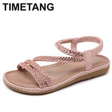 TIMETANGWomen LowHeels Flats Summer Casual Gladiator Sandals Woman Shoes Ladies Bohemia Open Toe Comfort Beach Shoe Crystal E423 2024 - buy cheap