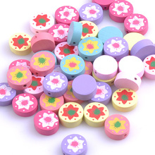 Mixed Flower painted Round Wooden Spacer Beads For Jewelry making 17mm 50pcs MT0776 2024 - buy cheap