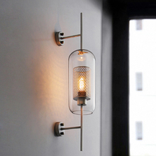 Современная креативная прозрачная стеклянная комнатная настенная лампа, промышленный Серебряный Железный полый дизайн, светодиодное украшение для спальни E27, освещение 2024 - купить недорого