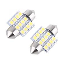 Bombillas LED blancas para Interior de coche, luz de lectura para puerta, cúpula, mapa, guantera para matrícula, 12V, 12SMD, 31mm, 2 uds. 2024 - compra barato