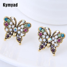 Kymyad Vintage Stud Earrings For Women Full Crystal Earrings Retro Bijoux Femme Three Colors Earings Fashion Jewelry Animal Styl 2024 - buy cheap