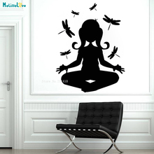 Simple Design Nature Girl Wall Vinyl Decals Home Decoration Yoga Buddha Dragonfly Meditation Vinyl Stickers Removable YT1360 2024 - buy cheap