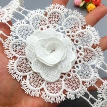 Malla de algodón con flores rosas, 5x10cm, apliques de encaje blanco, adornos trenzados, tela de cinta, accesorios de costura 2024 - compra barato