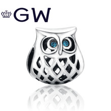 Лидер продаж, новый бренд GW из стерлингового серебра 925 пробы, очаровательные ажурные бусины с совой, подходят к оригинальному браслету GW, ювелирные изделия 2024 - купить недорого
