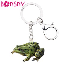 Bonsny-Llavero con forma de rana acrílica para mujer y niña, joyería única de animales, bolso, billetera de coche, colgante 2024 - compra barato