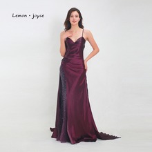 Lemon joyce Sexy Evening Dresses 2020 V-neck Sleeveless Floor Length Simple Prom Party Gowns Reflective Dress 2024 - buy cheap