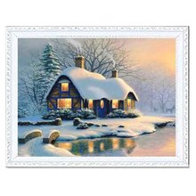 Needlework Resin square/round DIY 5D Diamond Painting Cross Stitch Full Embroidery Riverside Cottage Winter  picture by numbers 2024 - buy cheap