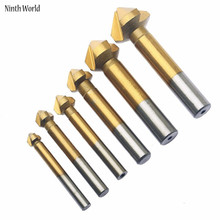 6pcs/Set 3 Flute HSS Hard Metals Titanium Three Edge Chamfer Chamfering End Mill Cutter Bit Drill Bit Countersink Set wholesale 2024 - buy cheap